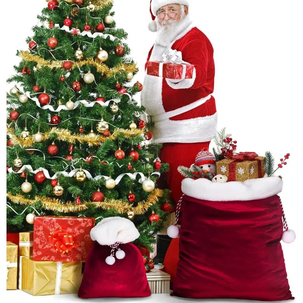 2 Pieces Christmas Velvet Santa Bags Christmas Gift